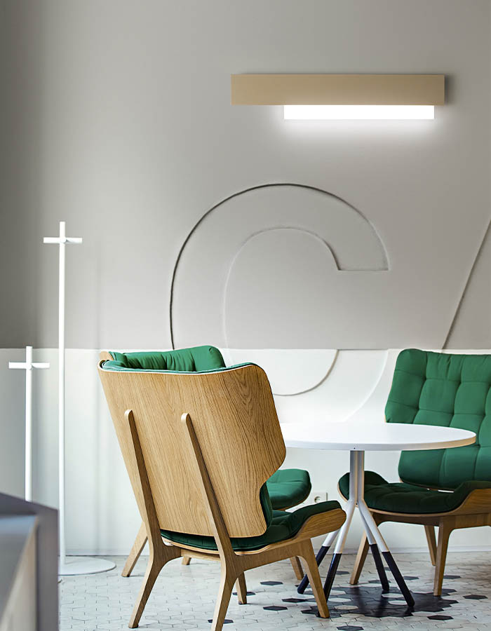 Luce LED Lineare Gea Doha AP 40 in soggiorno moderno