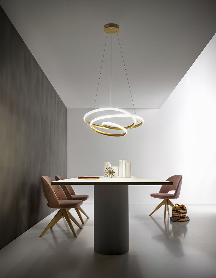 Lampadario LED Gea Diva SG sospensione in alluminio dimmerabile per cucina e soggiorno