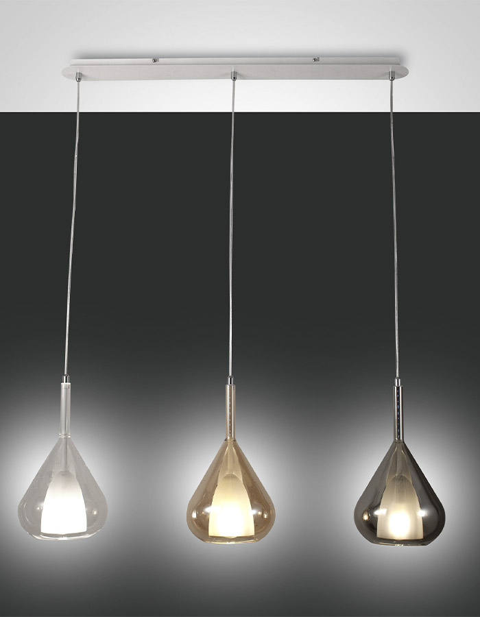 Fabas Luce Lila L.83 cm Sospensione Lineare a 3 Vetri - E27 - immagine 2