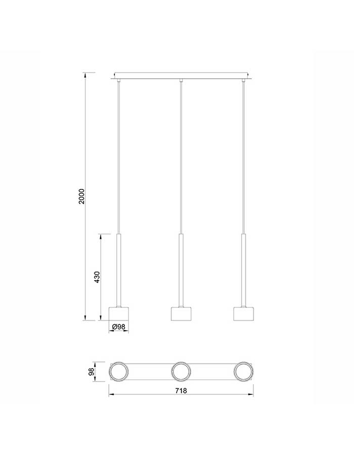 Mantra Tonic Sospensione 3 Luci con Base Lineare - GX53 - immagine 2
