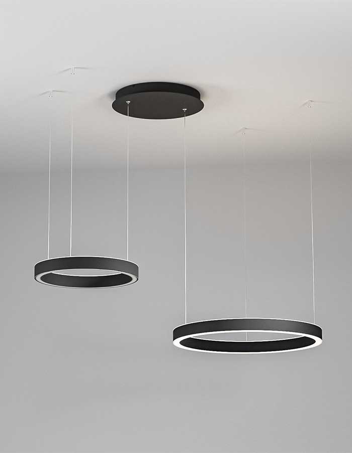 Gea Criseide S2D Sospensione Led Ø 60+40 cm Dimm. - 3000 K - Nero