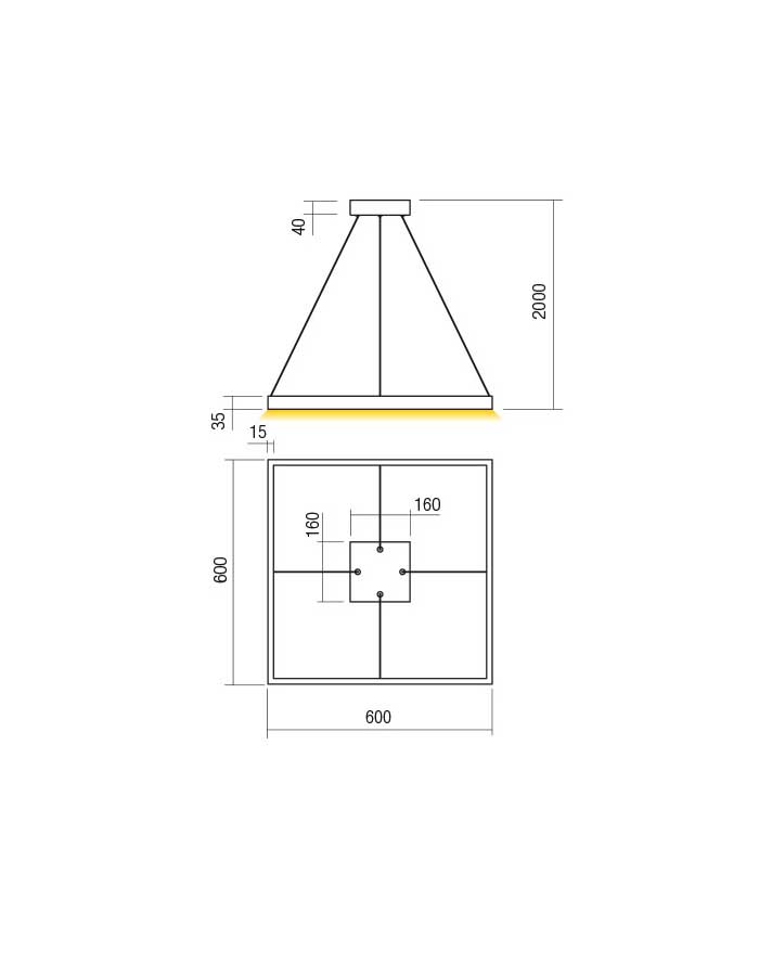 Redo Febe Square Sospensione Led Dimmerabile - 3000/4000 K - immagine 3