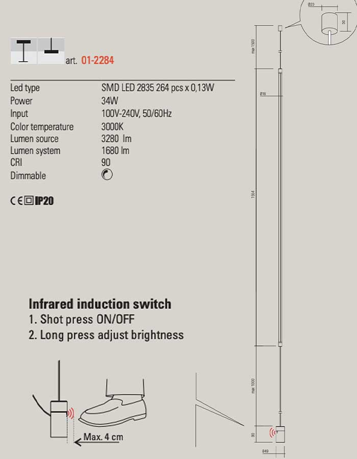 Redo Acrobat Piantana Led Dimmerabile con Sensore - 3000 K - immagine 4