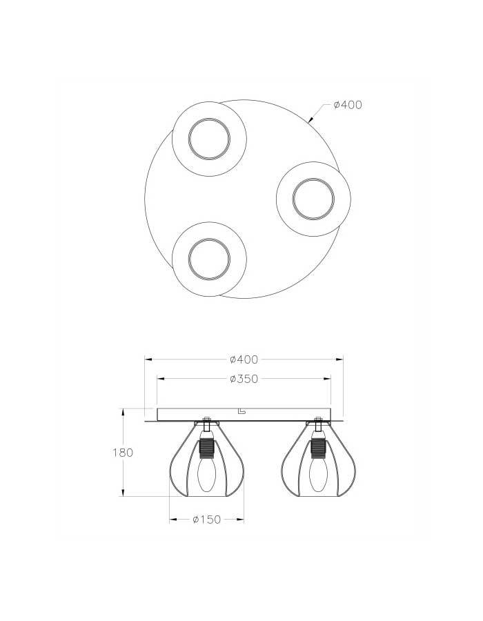 Fabas Luce Lila Plafoniera 3 Vetri Borosilicati - E27 - immagine 2