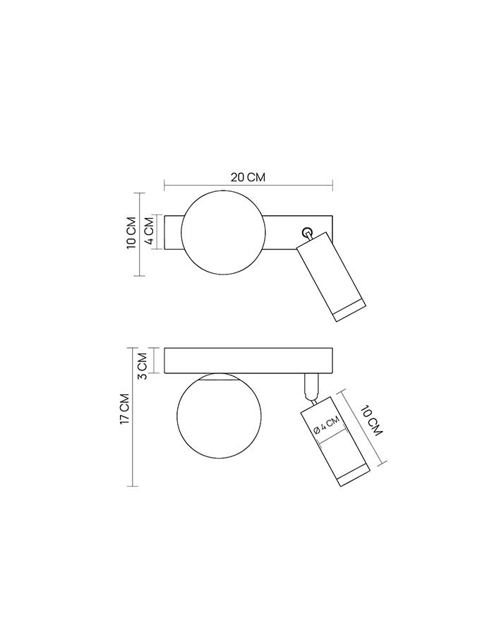 Vivida NIVIS Applique con Spot Led e Sfera in Vetro - immagine 2