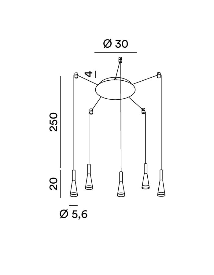 Perenz Cone Sospensione Led Decentrata a 5/9 Luci - 3000 K - immagine 3