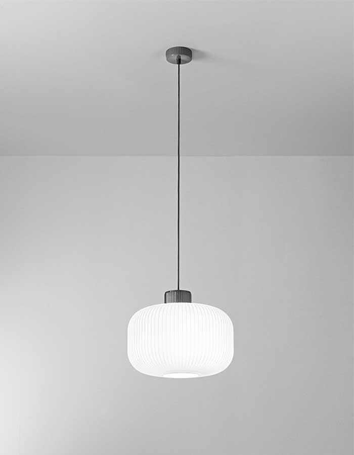 Perenz Lucerna Sospensione in Vetro Plissettato Ø25,35 cm - E27 - Ø35cm