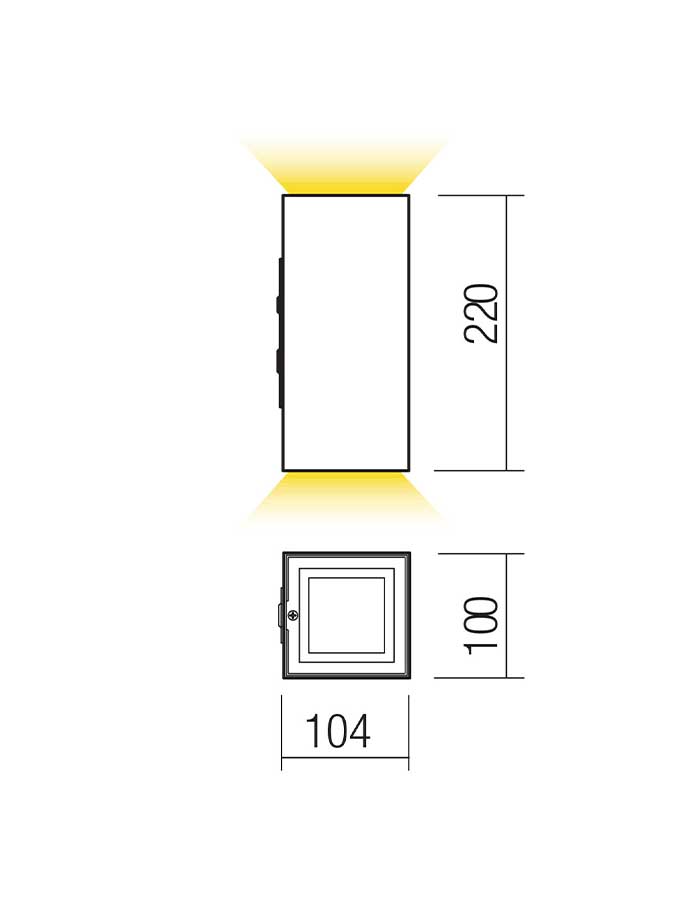 Redo Hub Applique Led IP54 in Alluminio e Vetro - 3000 K - immagine 2